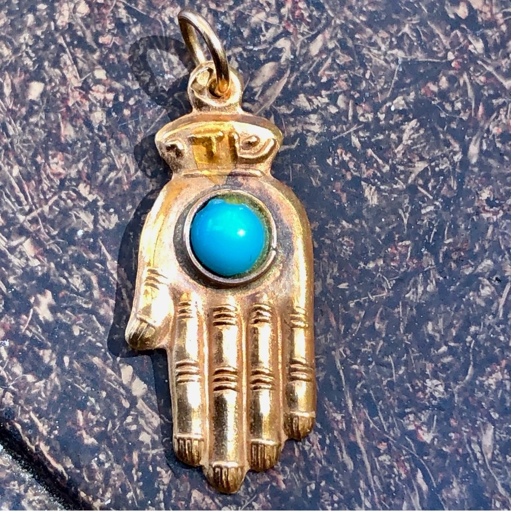 14K GOLD VINTAGE HAMSA CHARM